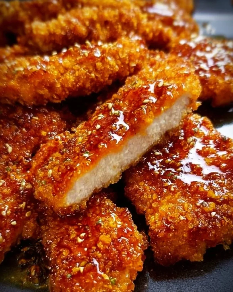 Baked Crunchy Hot Honey Chicken recipe with crispy texture and sweet heat.