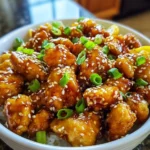 Plate of Chinese Lemon Chicken garnished with fresh lemon slices