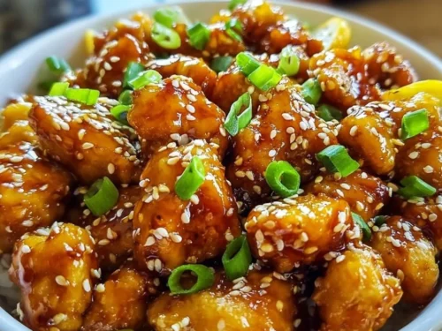 Plate of Chinese Lemon Chicken garnished with fresh lemon slices