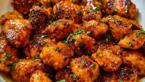 Delicious Cowboy Butter Chicken Bites served on a platter.