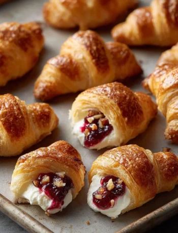 Cranberry Cream Cheese Bites on a platter, garnished with fresh herbs.