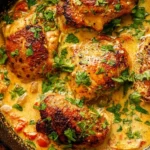 Creamy coconut milk chicken served with fresh herbs and spices