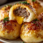 Delicious Garlic Parmesan Cheeseburger Bombs served on a plate