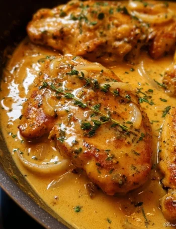 Delicious smothered chicken served with gravy and sides
