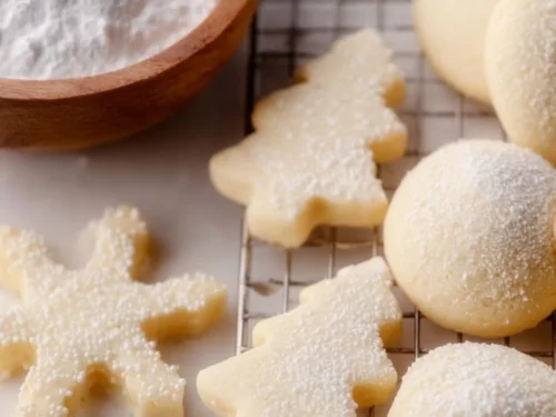 Plate of soft buttery sugar cookies with sprinkles on top