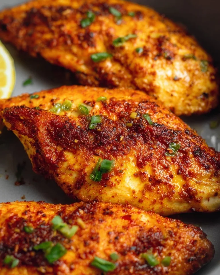 Perfectly cooked Air Fryer Chicken Breast served on a plate with herbs