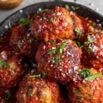 Plate of gluten free meatballs served with marinara sauce