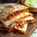 Delicious gluten-free quesadilla with colorful vegetables and melted cheese