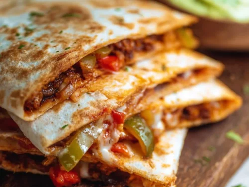 Delicious gluten-free quesadilla with colorful vegetables and melted cheese